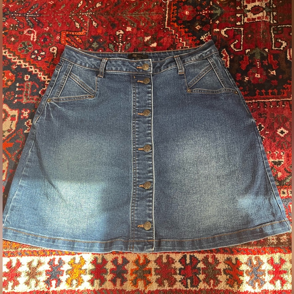Frye Blue Denim A-Line Skirt